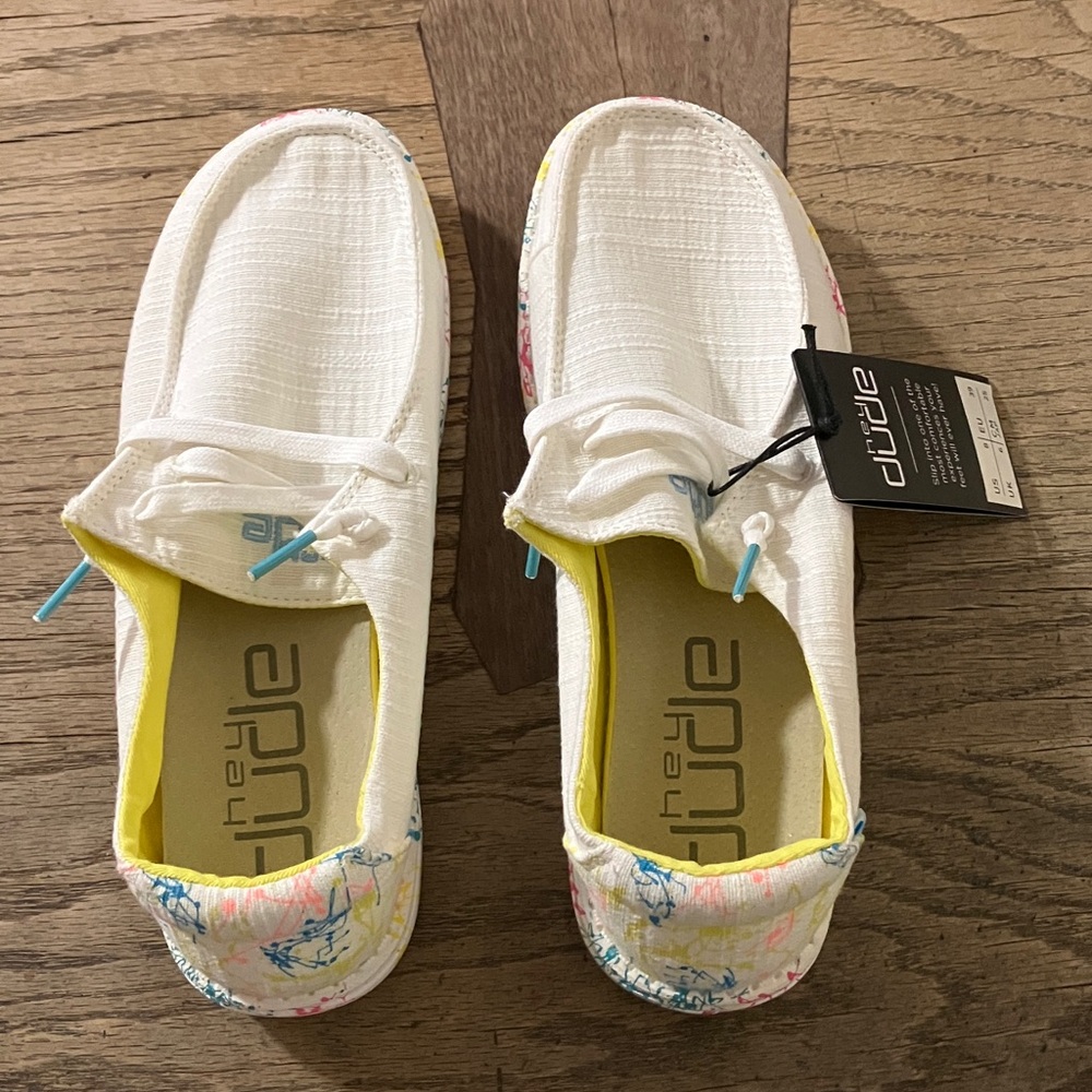 Hey Dude White and Multicolor Loafers